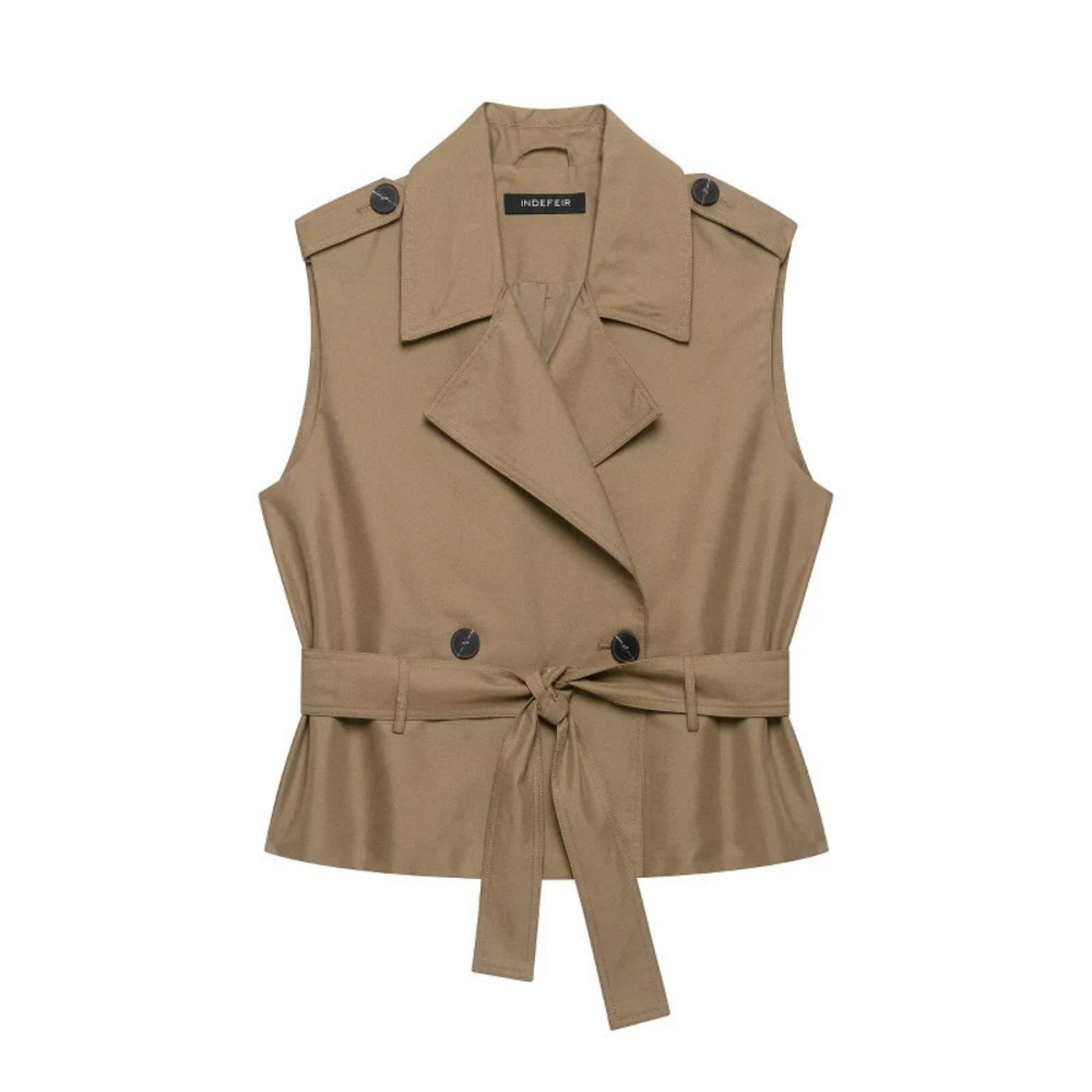 ZARA Chic Solid Color Vest with Waist Belt
